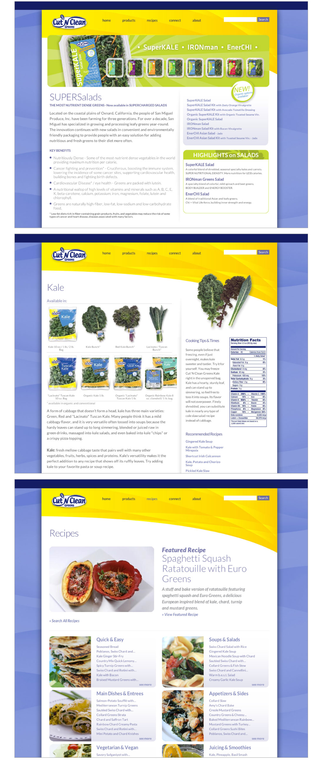 Cut 'N Clean Greens website pages