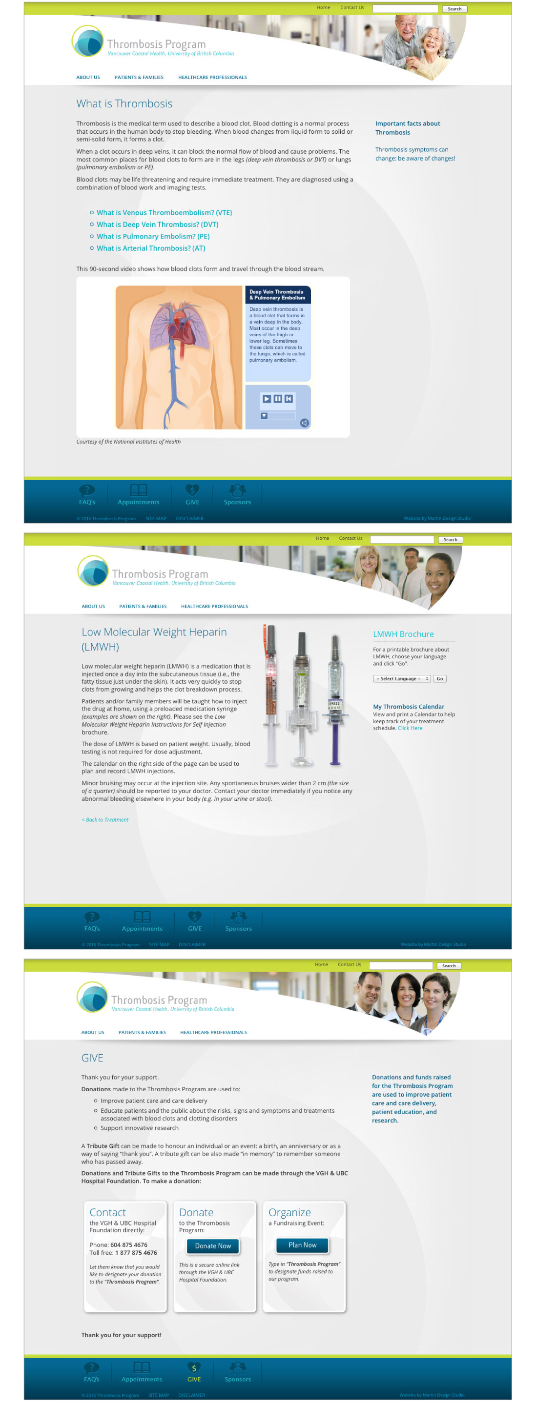 Thrombosis Program VGH+UBC Website Pages